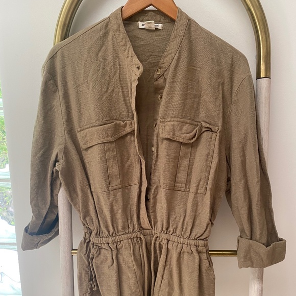 Billabong 100% Cotton Summer Safari Long Sleeves Army Green Romper Size M - Picture 1 of 7